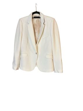Zara Cream Single-Button Tailored Blazer